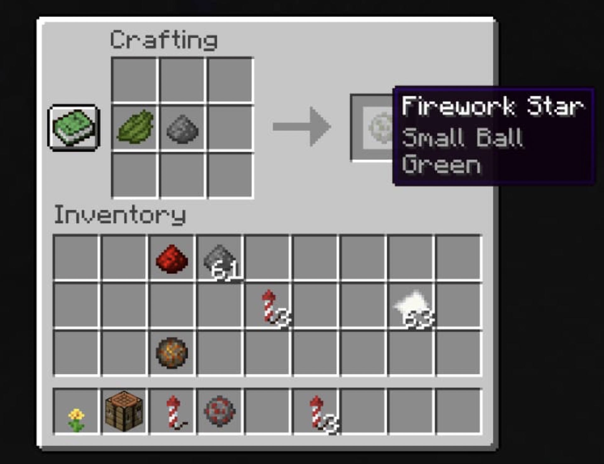 How to Make a Gray Small Ball Firework Star in Minecraft